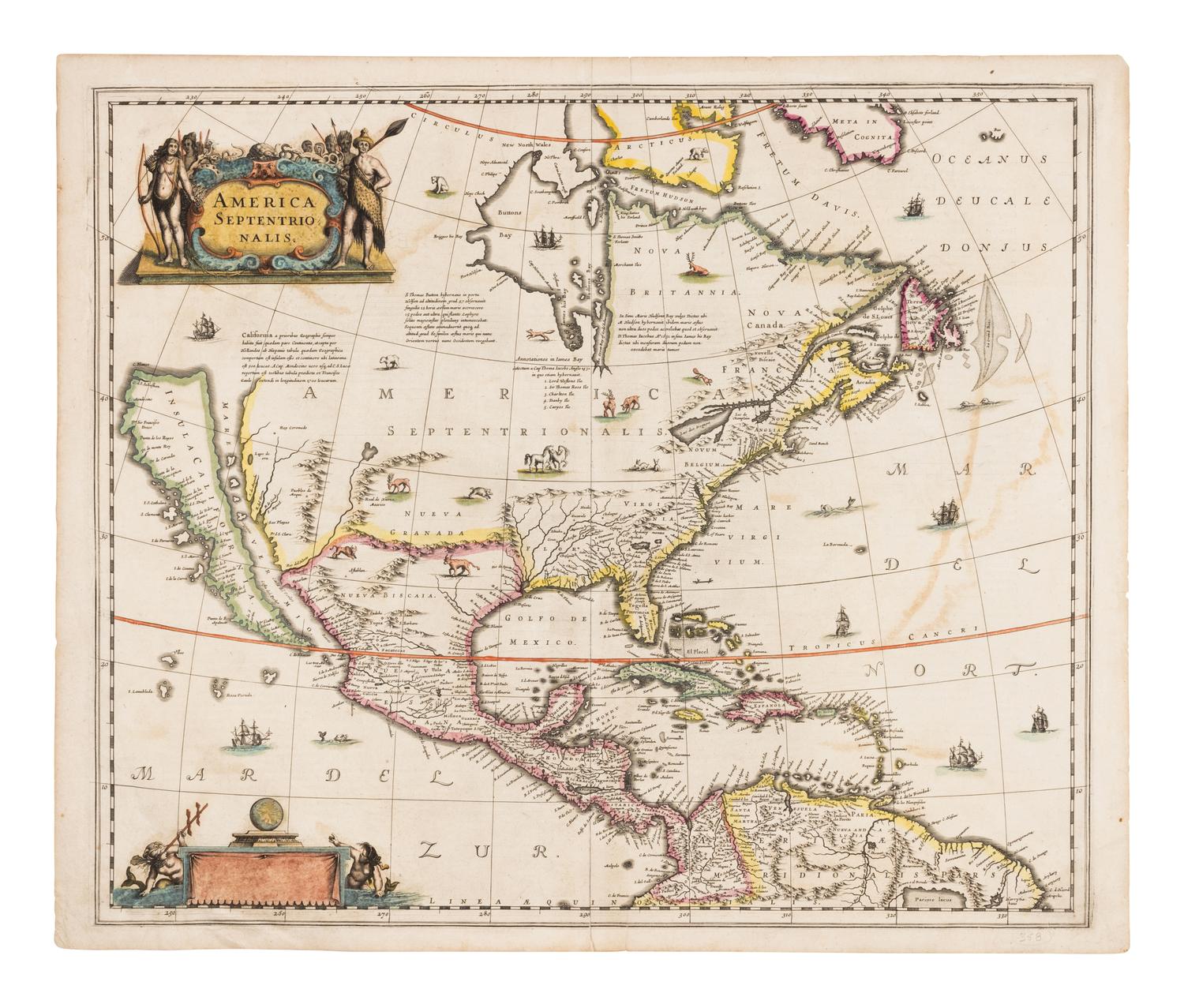 HONDIUS, Henricus (1597-1651) America Septentrionalis . [Amsterdam: Jan Jansson, 1639].
