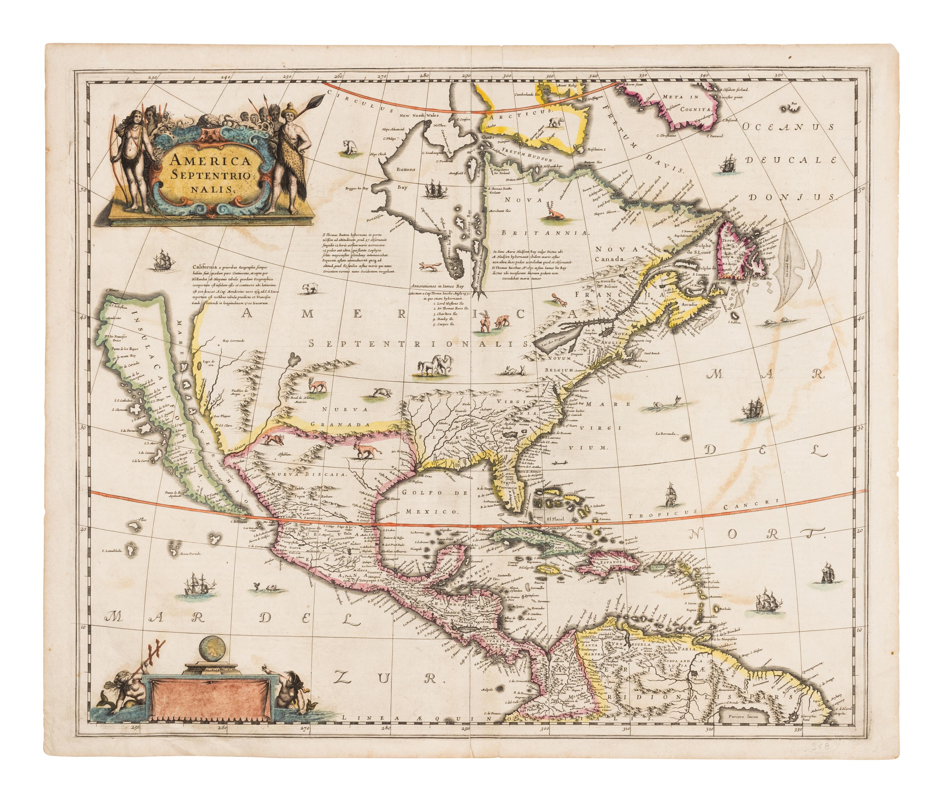 HONDIUS, Henricus (1597-1651) America Septentrionalis . [Amsterdam: Jan Jansson, 1639].