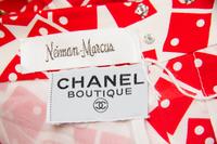 A Chanel Red and White Pleated Silk Dress,