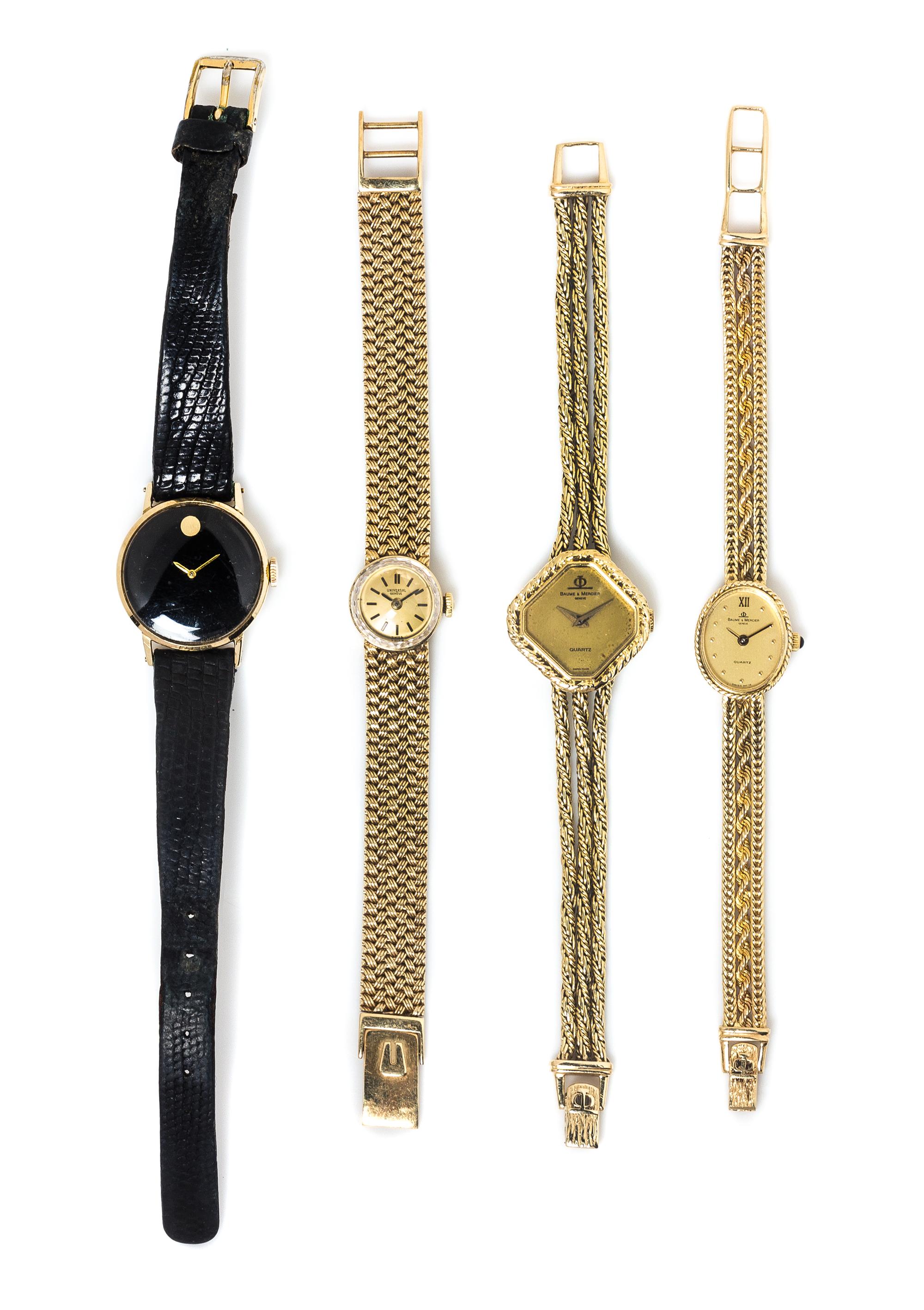 A Collection of 14 Karat Yellow Gold Wristwatches, 54.00 dwts.