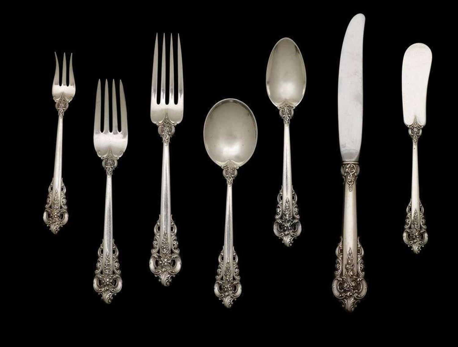 Sterling silver flatware service wallace silversmiths, wallingford, ct, 20th century