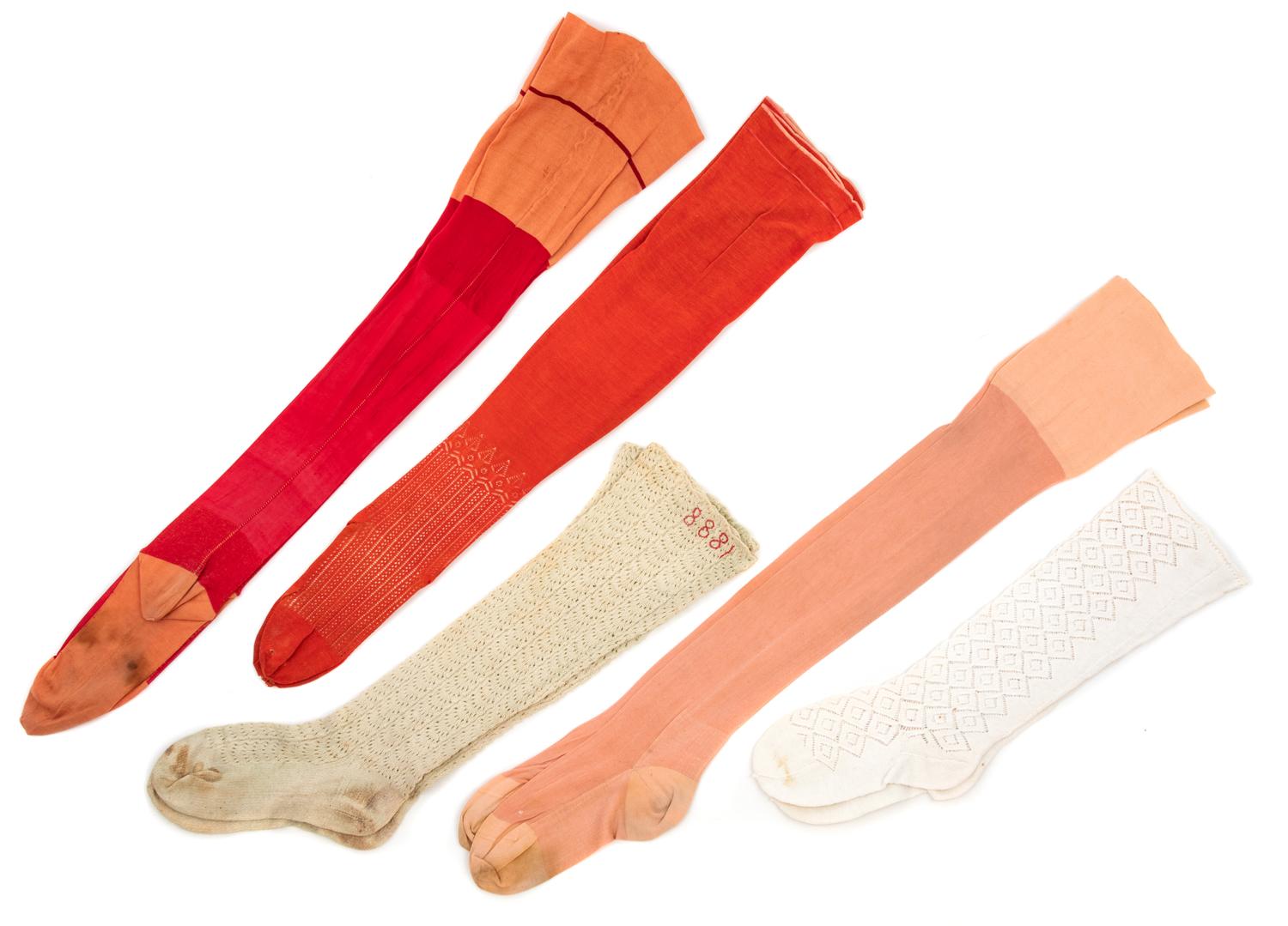Collection of Twenty One Silk and Cotton Stockings, 19th and Early 20th Century