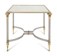 A Brass, Steel, and Mirror-Top Side Table