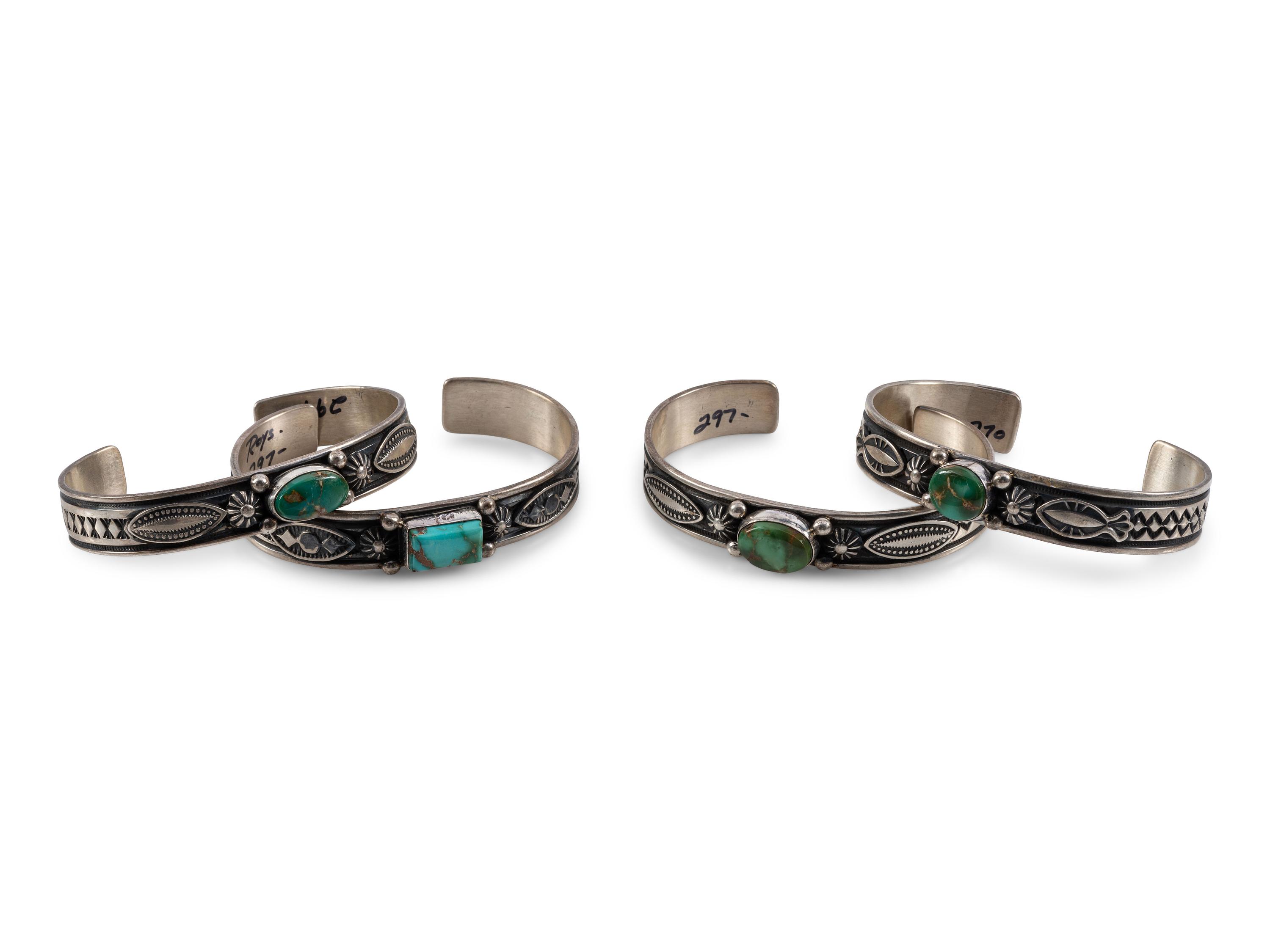 Sterling Silver and Royston Turquoise Cuff Bracelets