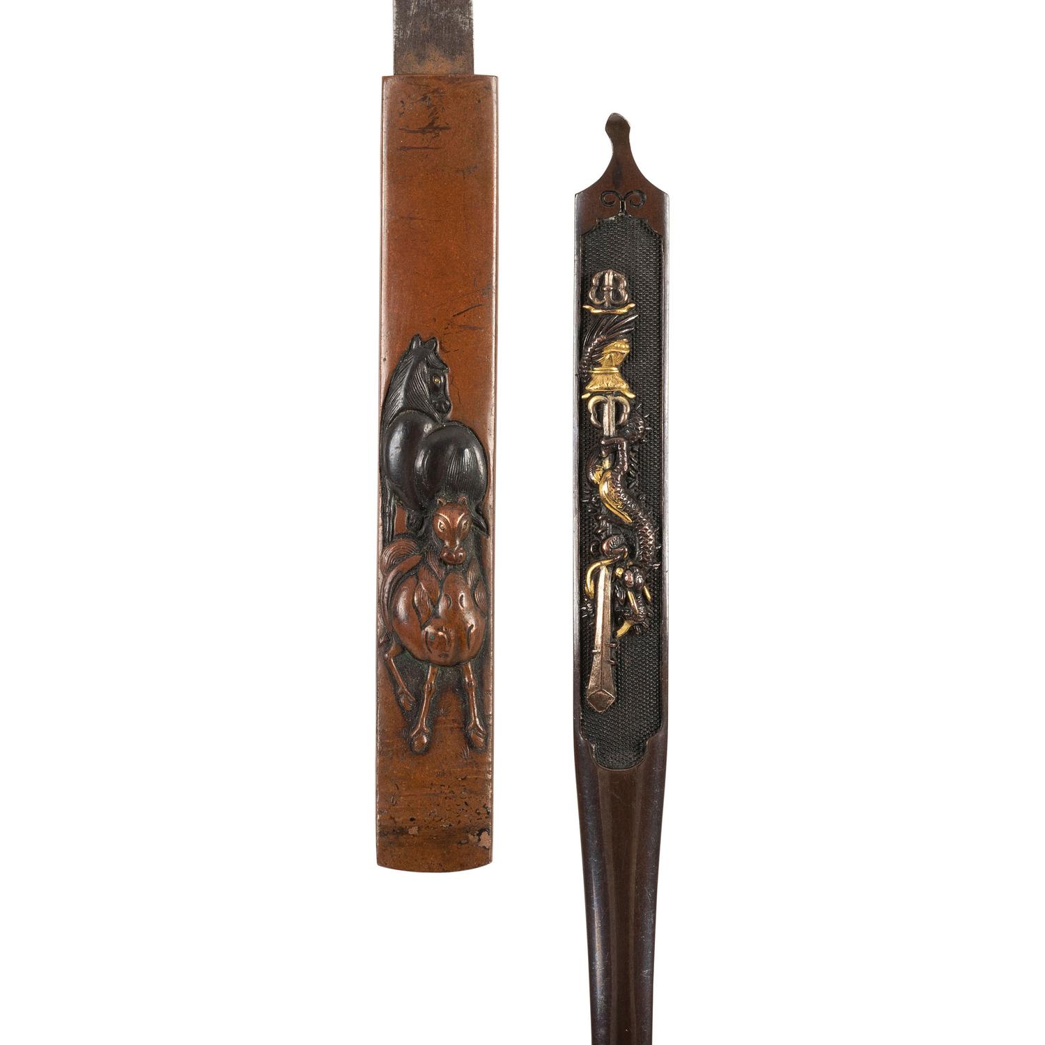 Lot of Two Signed Japanese Kozukas and a Kogai