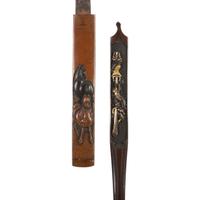 Lot of Two Signed Japanese Kozukas and a Kogai