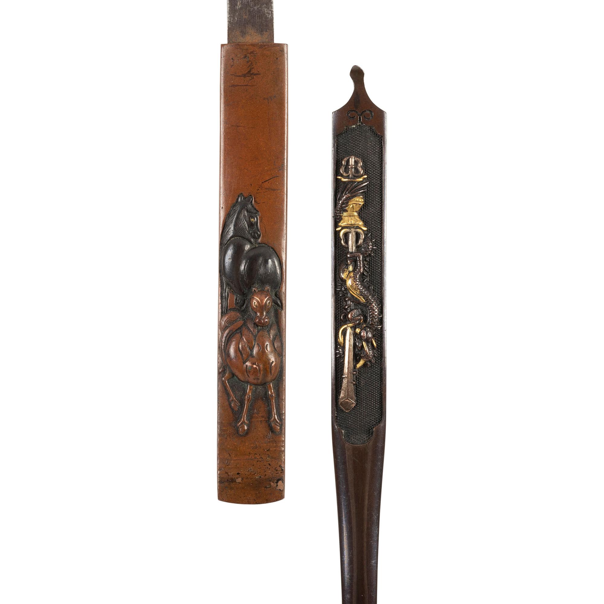 Lot of Two Signed Japanese Kozukas and a Kogai