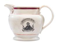 A Rare 'Harrison and Reform' Strawberry Lustre Campaign Pitcher