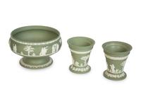 Seven Blue and Green Wedgwood Jasperware Articles