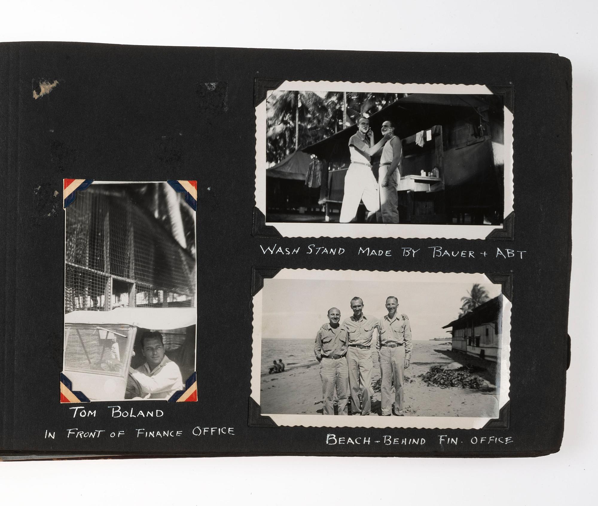 [WORLD WAR II]. Photograph album detailing the experiences of two Indiana military units in the Pacific Theater. Oro Bay, New Guinea, and Tacloban & Leyte, Philippines: n.p., 1944-1945.