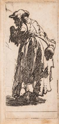Old Beggar Woman with Gourd
