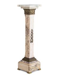 A Continental Gilt Bronze Mounted Marble Pedestal