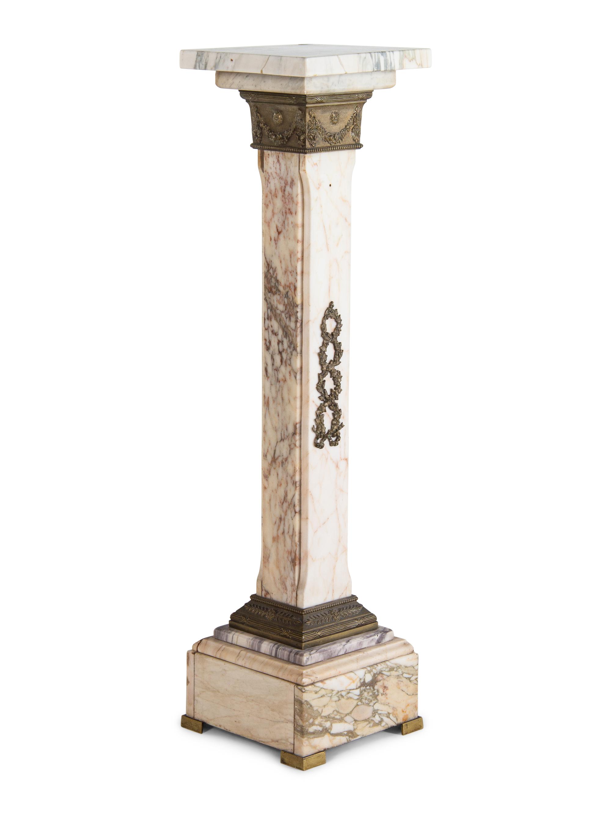 A Continental Gilt Bronze Mounted Marble Pedestal