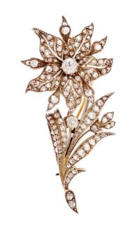 A Silver Topped Rose Gold and Diamond Flower Brooch, 11.50 dwts.