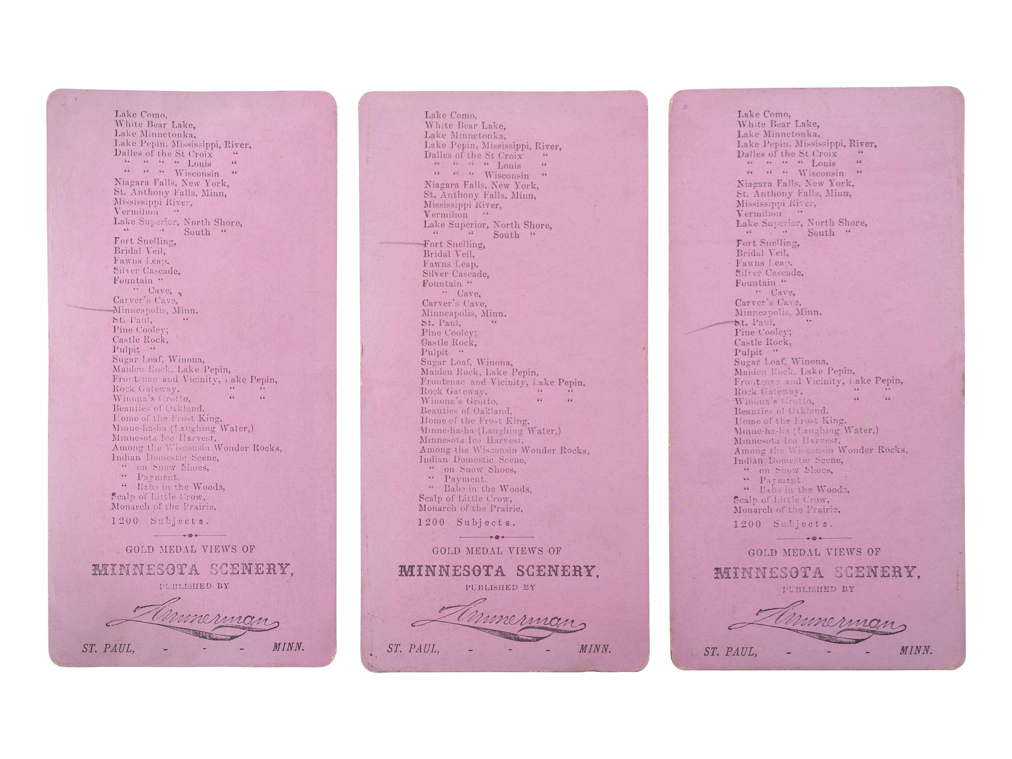 [EARLY PHOTOGRAPHY]. 12 stereoviews featuring scenes from Minnesota, Montana, New Mexico, and Utah.