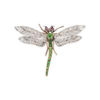 ANTIQUE, DIAMOND AND MULTIGEM DRAGONFLY BROOCH
