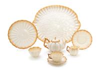 A Partial Belleek Cone Tea Service, Width of tray 17 1/2 inches.