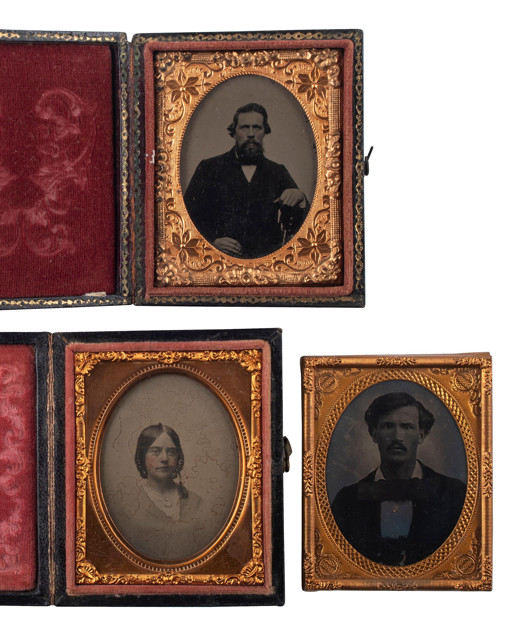 [EARLY PHOTOGRAPHY]. 23 cased images, incl. daguerreotype, ambrotype, and tintype portraits