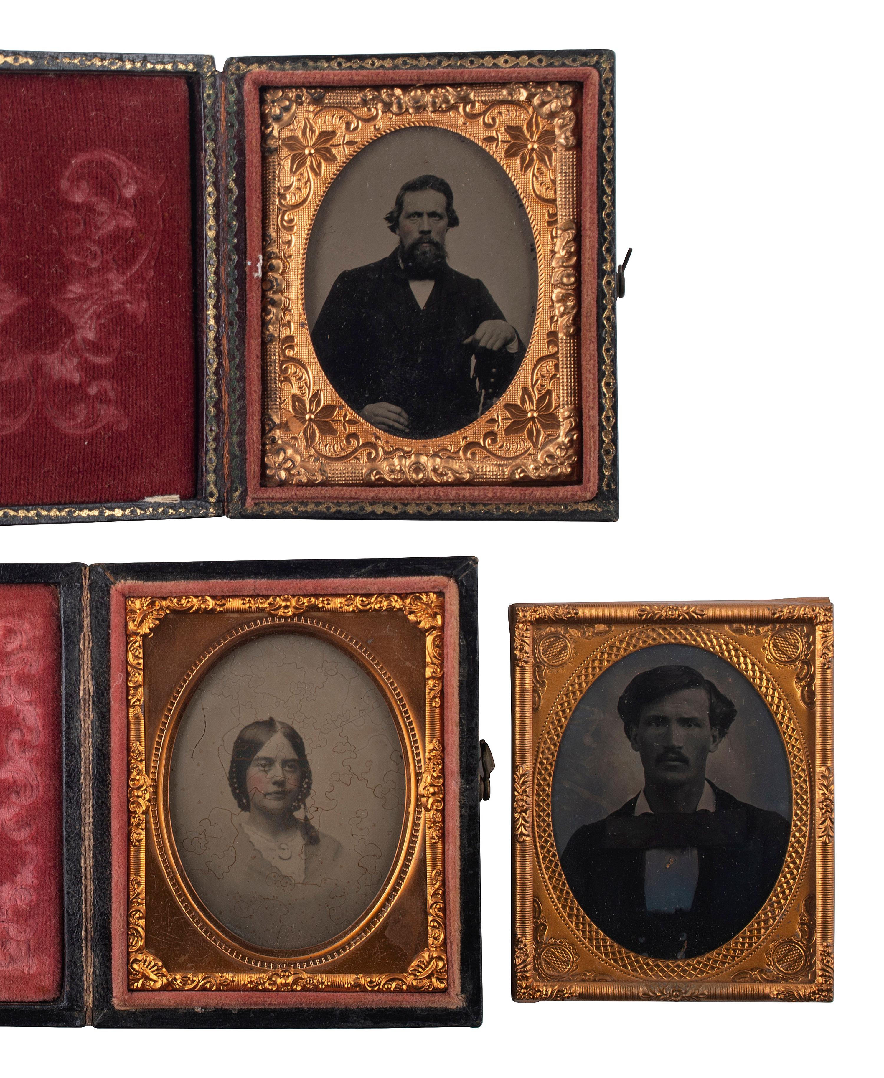 [EARLY PHOTOGRAPHY]. 23 cased images, incl. daguerreotype, ambrotype, and tintype portraits
