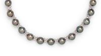 CULTURED TAHITIAN PEARL AND DIAMOND NECKLACE