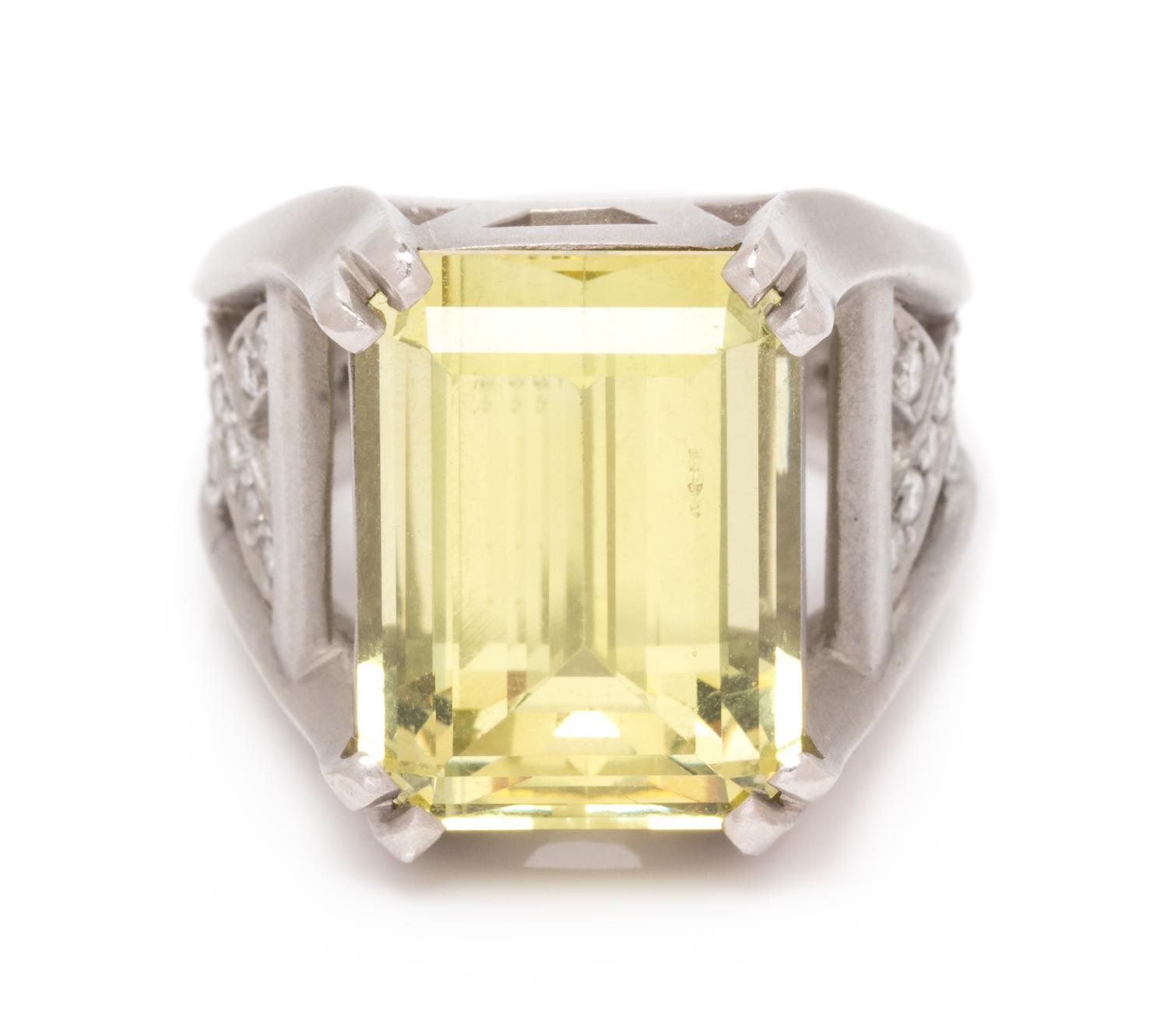 A Platinum, Beryl and Diamond Ring, Kieselstein-Cord, Circa 1998, 16.60 dwts.