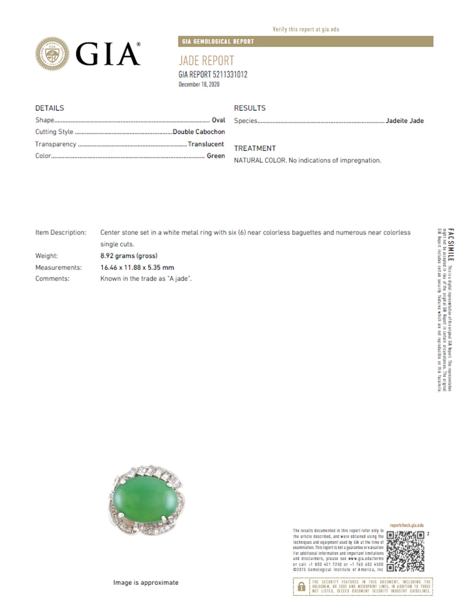 JADEITE AND DIAMOND RING