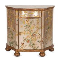 A Silvered and Chinoiserie Decorated Serpentine Console Cabinet