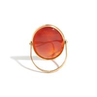 A Neoclassical Gold and Carnelian Swivel Ring with the Princess Leda