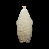 A Chinese Celadon Jade Vase and Cover, Late 19th Century 清晚期 青白玉浮雕童戲圖蓋瓶