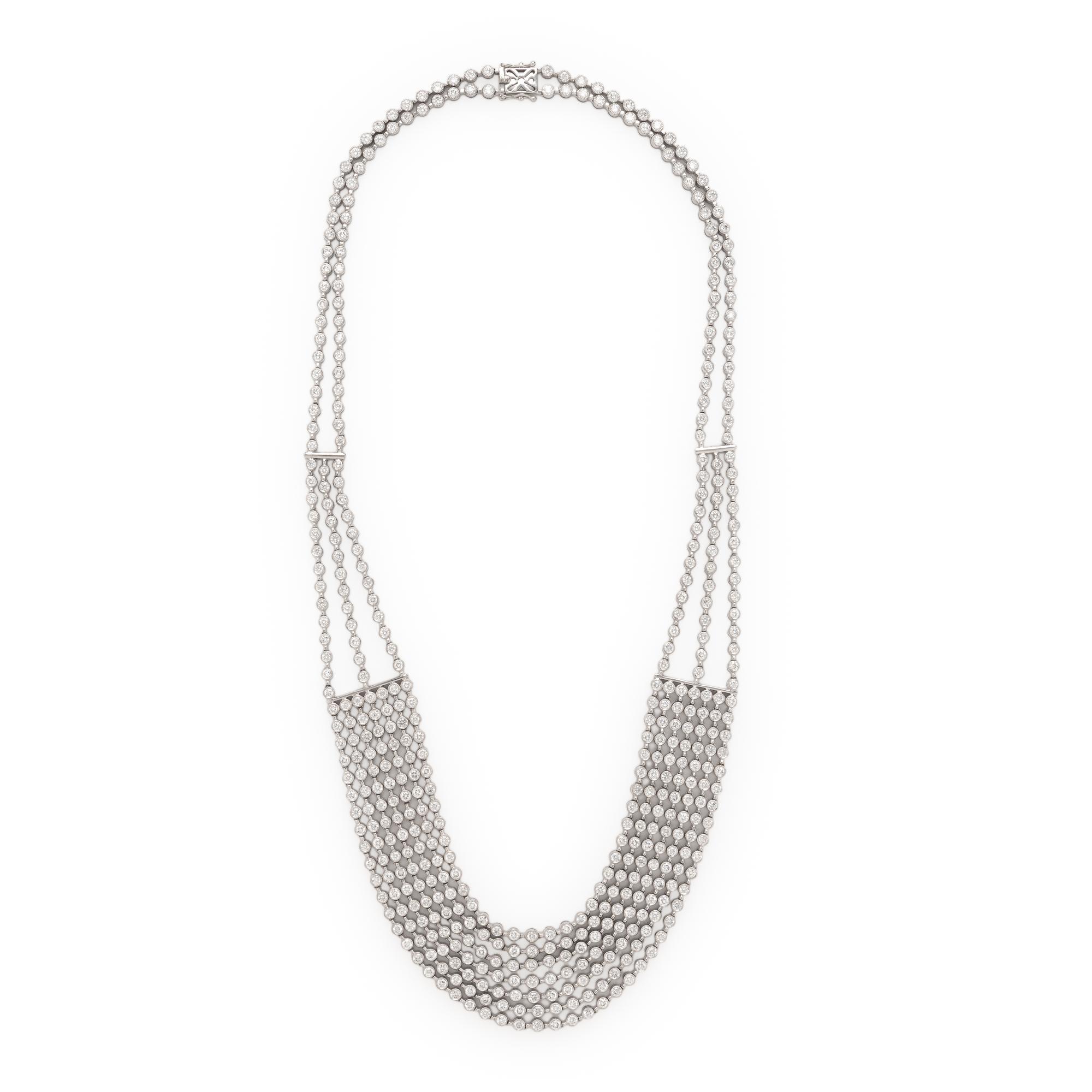 White Gold and Diamond Swag Necklace