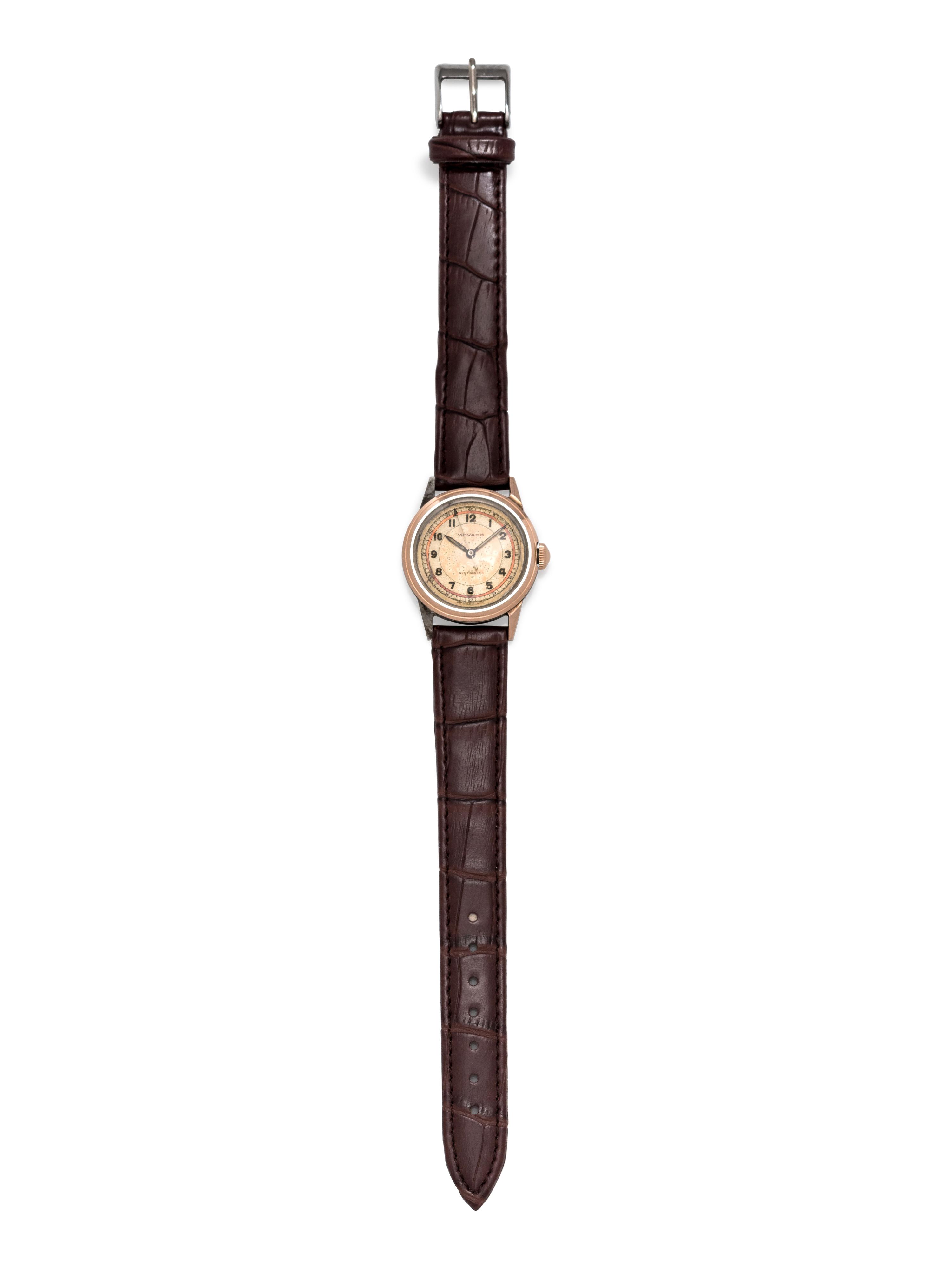 Movado, Stainless Steel and Pink Gold Wristwatch