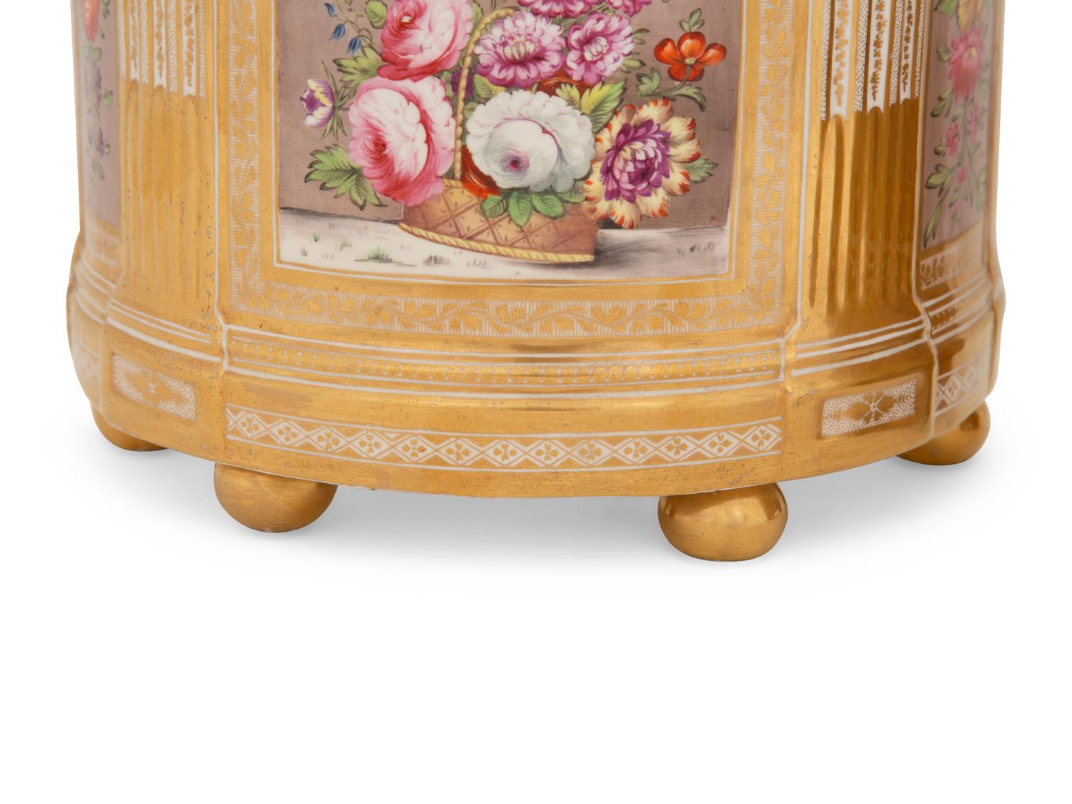 A Pair of English Porcelain Bough Pots and Covers