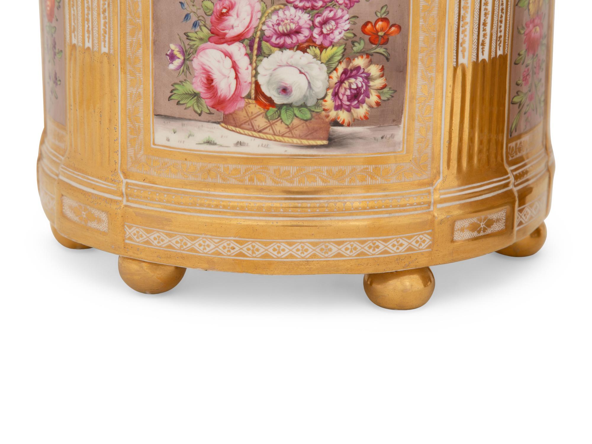 A Pair of English Porcelain Bough Pots and Covers