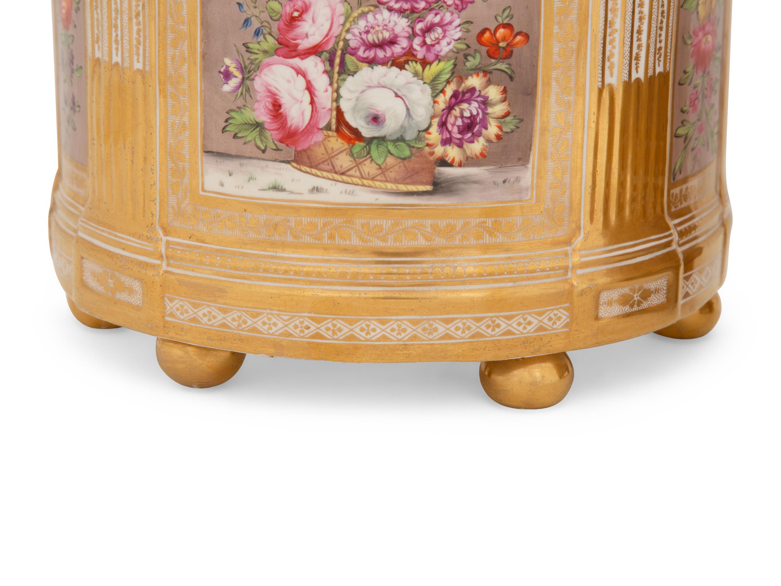 A Pair of English Porcelain Bough Pots and Covers