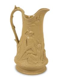 A Collection of Seven English Salt Glazed Relief Form Pitchers — 19TH/20TH CENTURY