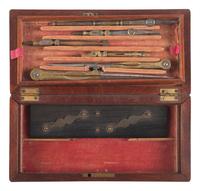 [CIVIL WAR]. Drafting set with tools marked "USN." Ca 19th century.