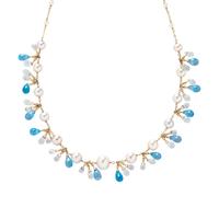 MELINDA LAWTON, CULTURED PEARL, BLUE TOPAZ, AND ROCK CRYSTAL QUARTZ NECKLACE