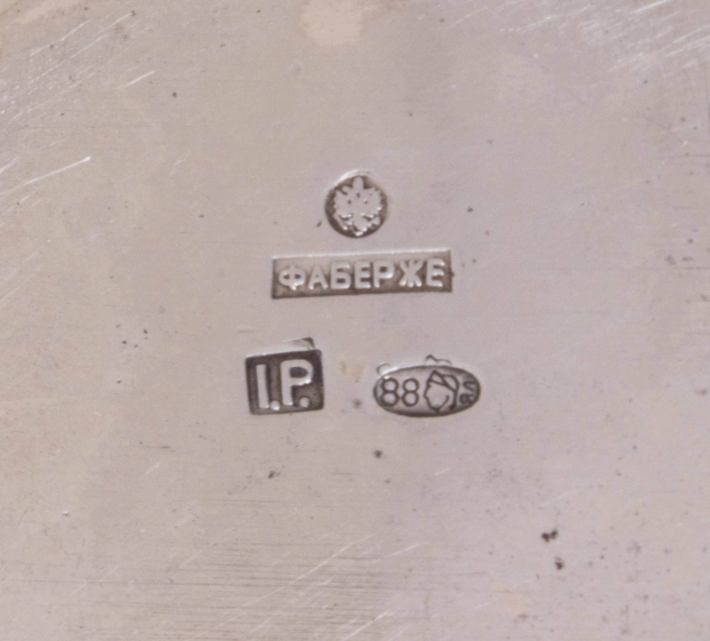 A Russian Silver Kovsh, Mark of Faberge with Imperial warrant, master mark of J.A. Rappoport, assay mark of Yakov Lyapunov, St. Petersb