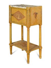 An Italian Neoclassical Polychrome Painted Commodino with Marble Top