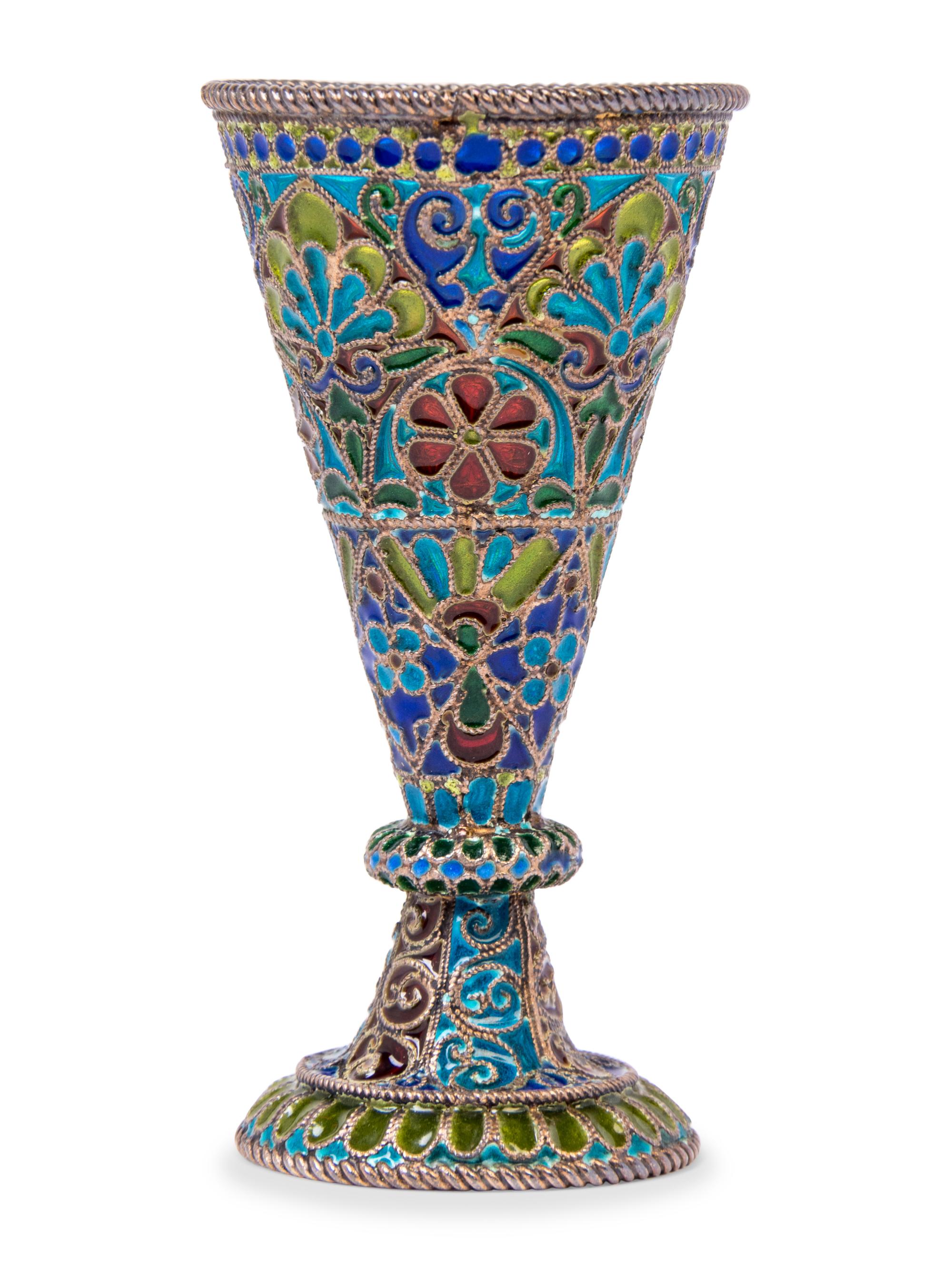 A Russian Plique-à-Jour Enameled Cordial Stem
