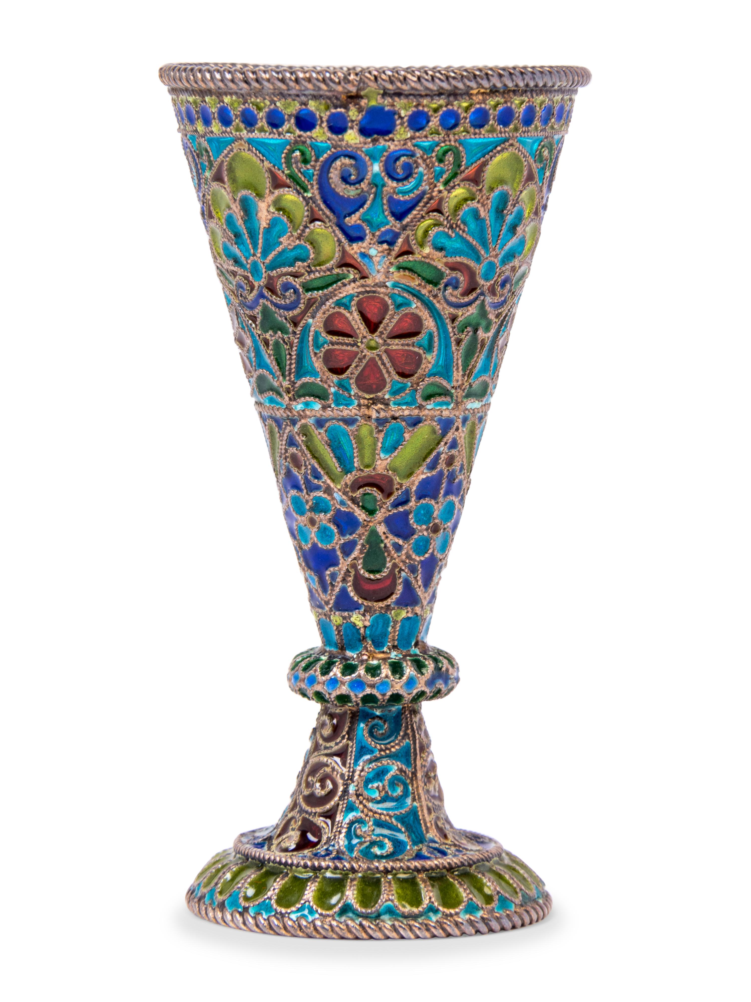 A Russian Plique-à-Jour Enameled Cordial Stem