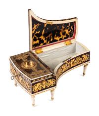 A Palais Royal Gilt Metal Mounted Tortoise Shell Piano Form Nécessaire Case