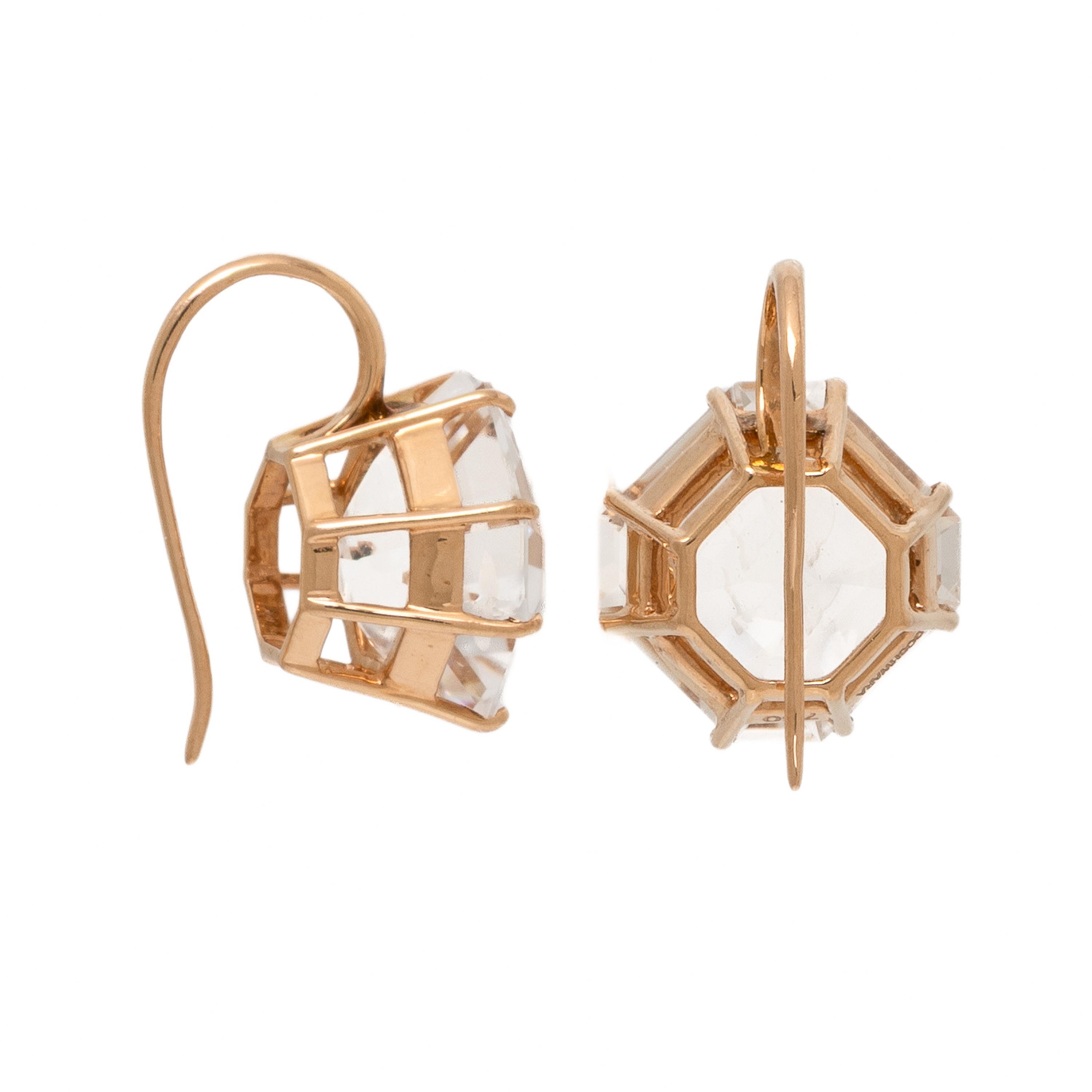Goshwara, 'Hexa', Rock Crystal Quartz and Yellow Gold Earrings