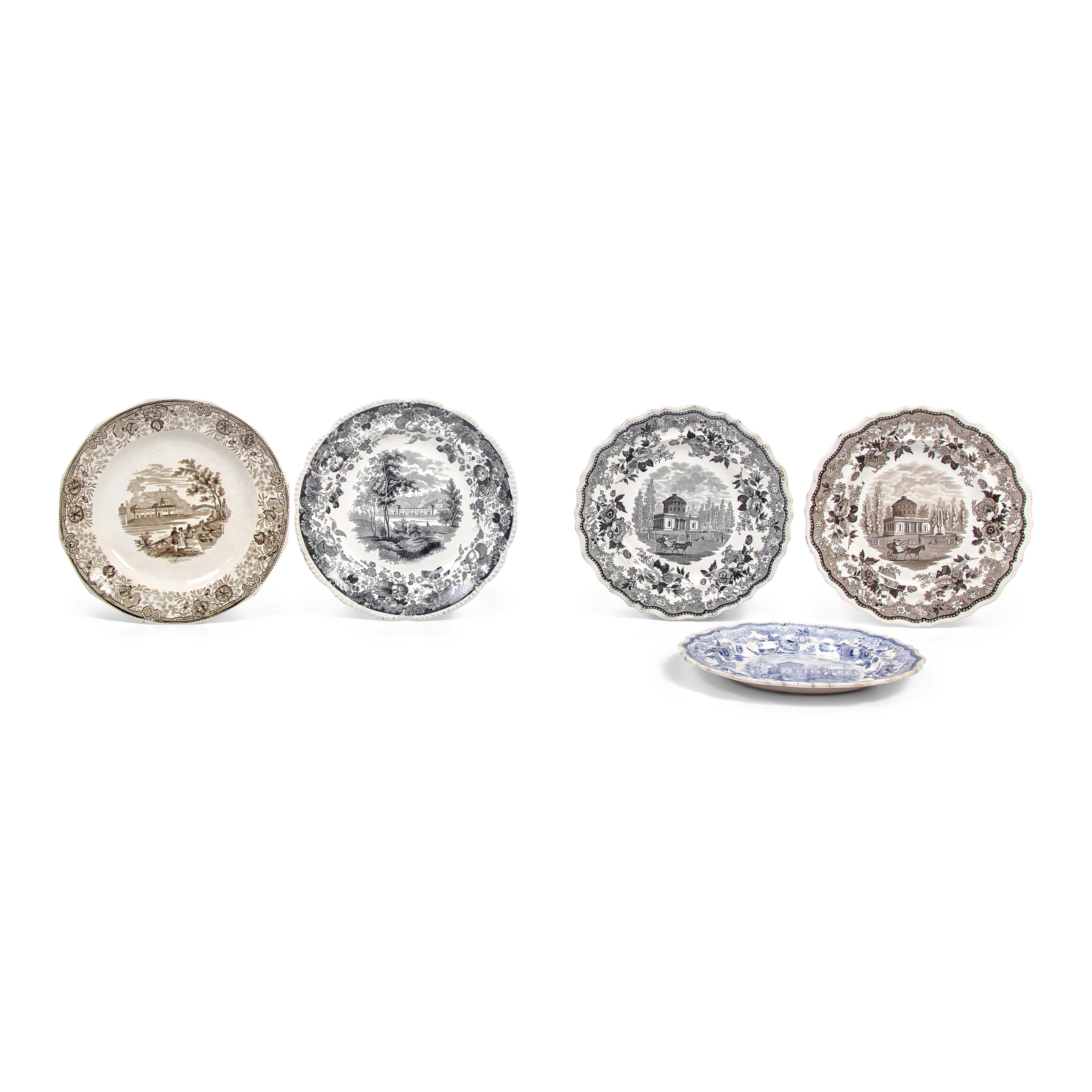 A Group of Staffordshire Historical Transferware Tablewares of Philadelphia and Pennsylvania Interest, J. &amp; J. Jackson and Enoch Wood &amp; Sons and others, 19th Century