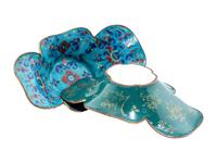 A Pair of Chinese Painted Enamel on Copper Begonia-Shaped Dishes