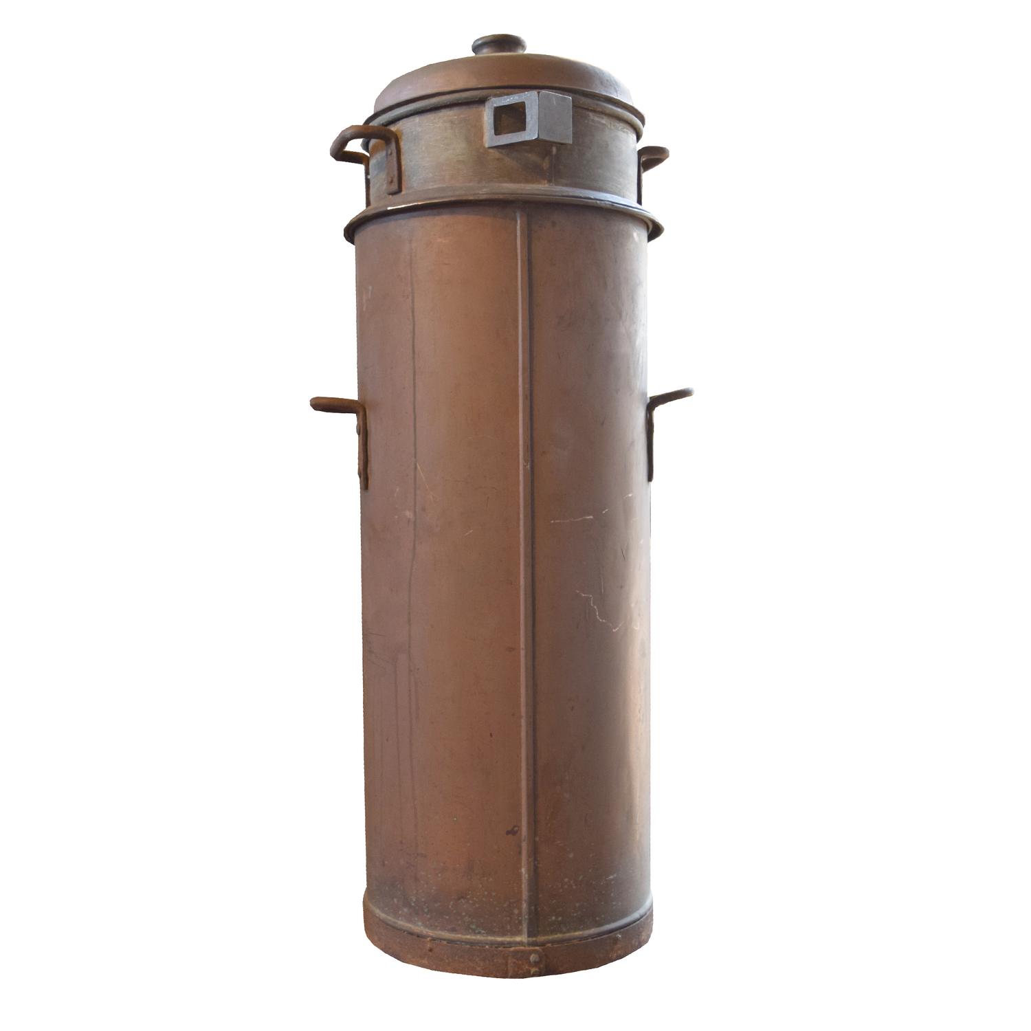 A Copper and Iron Vessel, Lisotto Grappa Distillery 14" W x 17.5" D x 34.5" H — Italy, 20th Century