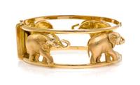 An 18 Karat Yellow Gold Elephant Motif Bangle Bracelet, 34.90 dwts.