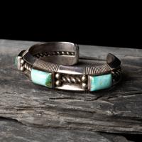 Perry Shorty (Diné, b. 1964) — Traditional Silver and Blue Gem Turquoise Cuff Bracelet