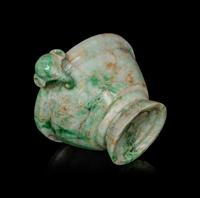An Apple Green and Pale Celadon Jadeite Covered Bowl
