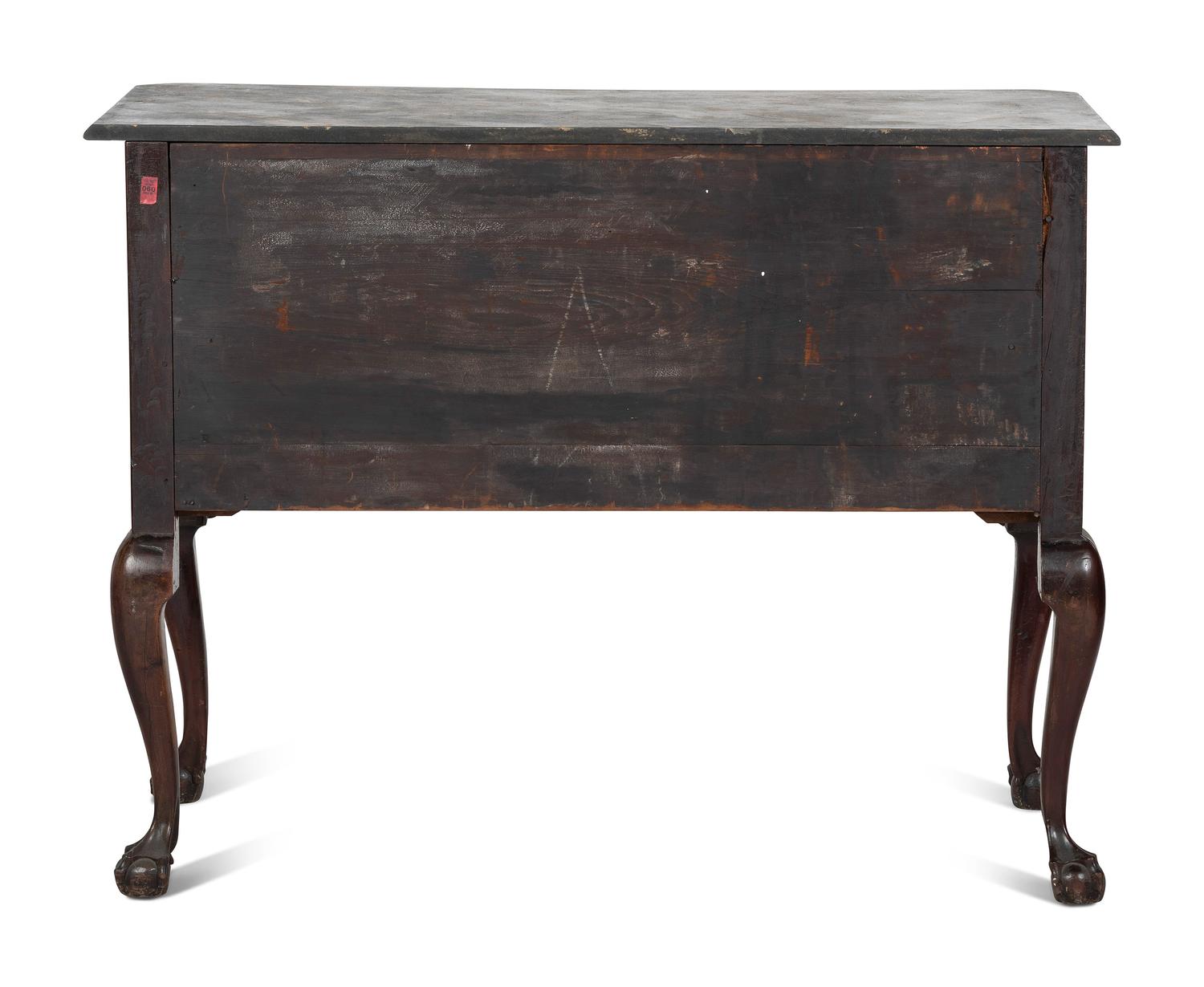 An Oversized Queen Anne Stained Shell-Carved Cherrywood Faux-Marble Top Dressing Table